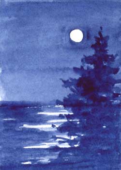 Moonstruck Peg Ginsberg Blue Mounds WI watercolor  SOLD
